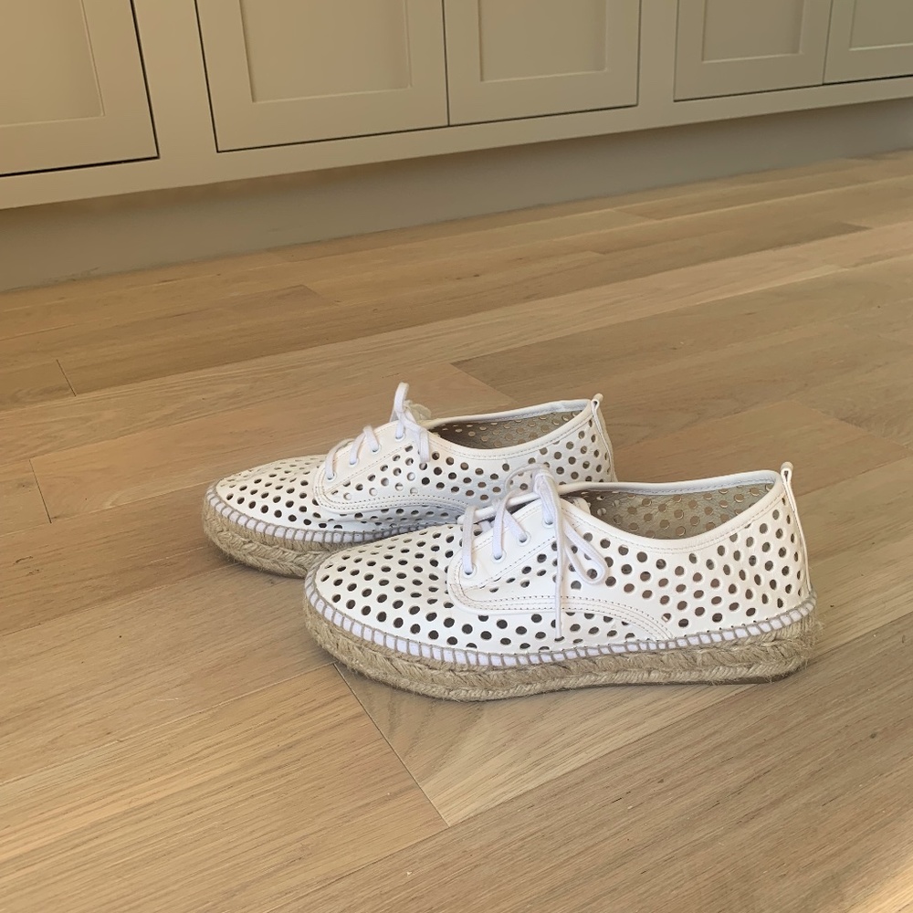 Loefler Randall white leather espadrilles, size 8